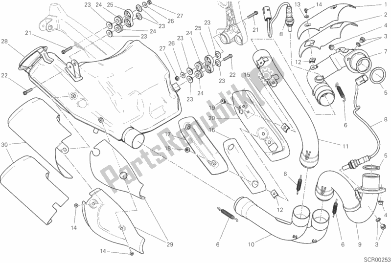 Todas as partes de Sistema De Exaustão do Ducati Monster 797 USA 2017